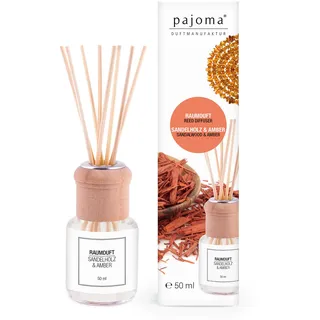 pajoma® Raumduft 50 ml inkl. Duftstäbchen, Sandelholz & Amber Flüssigkeit