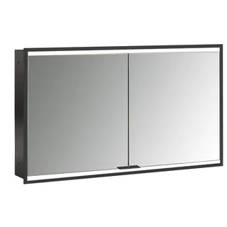 emco prime 2 Lichtspiegelschrank, 1200 mm, 2 Türen, Unterputzmodell, 949713556, Farbe: schwarz/spiegel