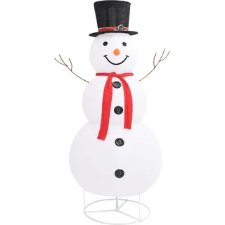 vidaXL LED-Schneemann Weihnachtsfigur Luxus-Stoff 180 cm - Weiß
