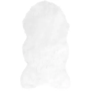 my home Hochflor-Teppich »Valeria Fellteppich kuschelig« fellförmig 60 mm Höhe Kunstfell, Fellform, weiche Teppiche, Schlafzimmer, Wohnzimmer, weiß