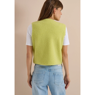 Plüschweste CECIL, Damen, Gr. S (38), citrin grün, Plüsch, Obermaterial: 100% Polyester, unifarben, hüftlang, V-Ausschnitt, Westen Plüschweste, Softshelldetails, V-Ausschnitt, unifarben