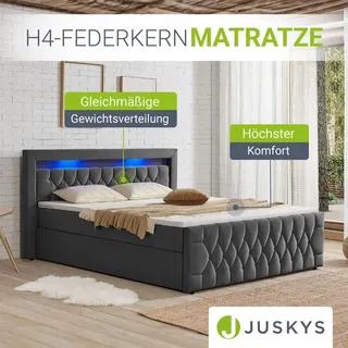 Juskys Boxspringbett Leona - Samt & Grau