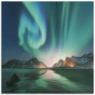 ARTland Wanddeko Glasbilder Wandbild Glas Bild Landschaftsbilder Polarlicht Natur Berge T9SZ