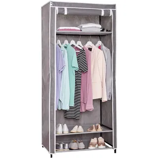 LOVE IT STORE IT Stoffschrank mit Kleiderstange und Ablagefach - Faltschrank für die Aufbewahrung von Kleidung, Schuhen und mehr - Grau Uni - 80 x 50 x 175 cm (LxBxH)