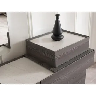 Graumöbel Schminktisch mit Spiegel aus Holz und Glas elegant - Grau