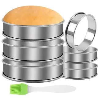 6 Pack Round Egg Rings Edelstahl, Pancake Form Ei Ring Spiegeleiform Rund Tarte Ring Crumpet Rings Speisering Stamper Kuchenform Eierring Omelettform mit Ölpinsel für Spiegelei, Pfannkuchen, Omeletts