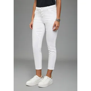 7/8-Jeans BRUNO BANANI, Damen, Gr. 34, N-Gr, weiß, Denim/Jeans, Obermaterial: 98% Baumwolle, 2% Elasthan, unifarben, Basic, skinny fit 7/8-Länge, Jeans 7/8-Jeans, Skinny Fit, extra enger Beinverlauf, 7/8-Länge, mit Knopfleiste