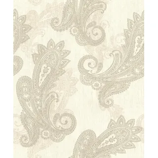 Rasch Textil Rasch Vliestapete Weiß Silber Metallic Paisley Ornament Floral 746419