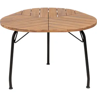 BELIANI Gartentisch Hellbraun Akazenholz Rund  120 cm mit Schirmloch Standfuß Lattenoptik Runstikales Design Outdoor Terrasse Garten - Braun, Schwarz