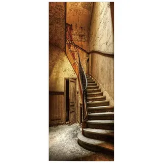 3D Türtapete Selbstklebend Türaufkleber - ALTE TREPPE - Türfolie Poster PREMIUM PVC Wasserfest Wandtattoo Für Schlafzimmer Wohnzimmer Tür Dekoration Tapete 95 x 215 cm