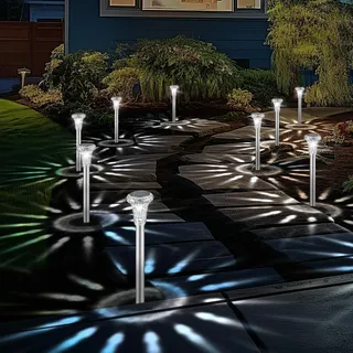 SonPen Solarlampen für Außen 6 Stück LED Solarleuchten Garten, IP65 Wasserdichte Edelstahl Solar Gartenleuchten, Energiesparend Solar Lampe Outdoor für Terrasse, Rasen, Hof, Wege(kaltesWeiß)