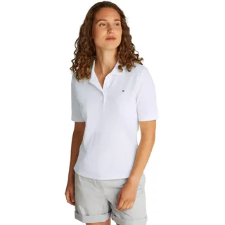 Tommy Hilfiger Damen Poloshirt Kurzarm Regular Fit, Weiß (Ecru), XL