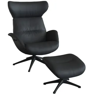 flexlux Relaxsessel More Leder 90 x 107 x 89 cm schwarz mit Kopfteil