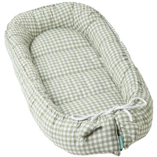 molis&co - Babynest - 100% Baumwolle (Oeko-TEX) - Babynestchen Neugeborene - Ideal als Reisebett, Kuschelnest Geeignet & Cradle Reducer - 90 x 50 cm - Mint Tea