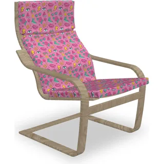 ABAKUHAUS Emoticon Poäng Sessel Polster, Retro Comics auf Rosa, Sitzkissen mit Stuhlkissen mit Hakenschlaufe und Reißverschluss, Rosa Meer Grün Gelb - Rosa