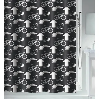 Spirella Duschvorhang Patchwork 120 x 200 cm schwarz