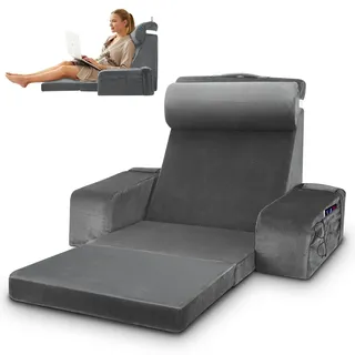 Lesekissen für Bett und Sofa, Lesekissen Bettauflage Kissen mit Abnehmbarer Nackenrolle Sitzkissen und Armlehnen, Rückenkissen mit Tragegriff für Bett, Bettkissen rückenlehne zum Lesen, Fernsehen