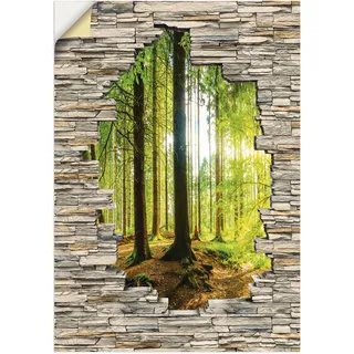 Artland Wandbild »Wald mit Bach Blick Stein Mauer«, Waldbilder, (1 St.), als Alubild, Outdoorbild, Poster, Wandaufkleber in verschied. Größen Artland grün