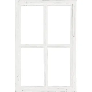 Nostalgie Holz Deko Fenster weiß gewischt 40 x 2 x 60 cm