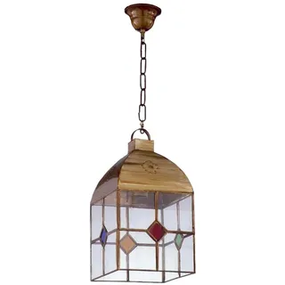 VoltShine Laterne, klein, 4 Seiten, Sockel E27, Maße: 16 x 16 cm, aus Leder, Raumdekoration