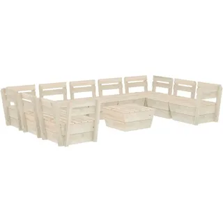 vidaXL 10-tlg. Garten-Paletten-Lounge-Set Imprägniertes Fichtenholz - Beige