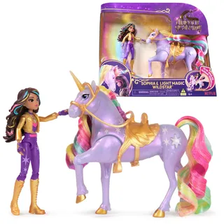 Unicorn Academy Licht-Magie Wildstar und Sophia - ca. 12 cm große Originalfiguren zur beliebten Netflix-Serie, Einhorn Wildstar mit magischem Regenbogenlicht, für Kinder ab 4 Jahren