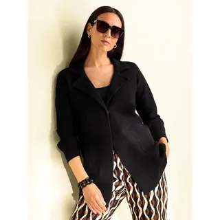 Strickjacke HEINE, Damen, Gr. 50, schwarz, 50% Viskose, 28% Polyester, 22% Polyamid, unifarben, Strickjacken Strickjacke