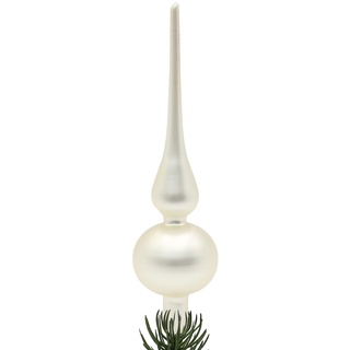 Dekohelden24 Lauschaer Christbaumschmuck - Christbaumspitze Satin Silber Uni, 24 cm, KGL500184A-matt, Silber Matt