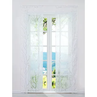 ESLIR Schiebegardinen Ausbrenner Flächenvorhänge Set 2er Voile Weiß3 57x245 | Schiebevorhang mit Klettband, Gardinen für Schienensystem, mit Klettschiene, Vorhang Transparent, Gardinenschals, 2 Stück