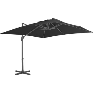The Living Store Ampelschirm mit Aluminium-Mast 3x3 cm Schwarz - Schwarz