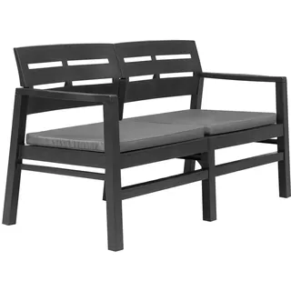 2-Sitzer-Gartenbank mit Kissen Anthrazit 133 cm Kunststoff - Grau