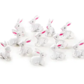 Osterhasen-Streudeko, 12er Set: Osterdeko aus Polyresin, Osterhase Deko-Figuren klein, Hasen für Tisch & Ostergesteck, Dekohasen Ostern, Frühlingsdeko Indoor, Weiß, Osterdekoration Hase Mini, 3 cm