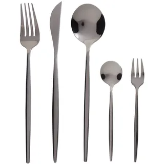 BELIANI Besteck Set Schwarz Edelstahl 30 teilig für 6 Personen Messer Löffel Gabel Teelöffel Kuchengabel Modernes Design - Schwarz