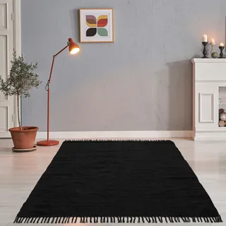 THEKO Teppich Happy Cotton Fleckerl, handgewebt« schwarz | 90x160 cm