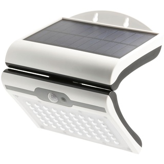 GTV - RAMOS Solar-Fassadenleuchte mit Bewegungs-/Dämmerungssensor | Solarlampen für Außen |Solarleuchte mit Bewegungsmelde | 50W, 300lm, 3,7V 1800mAh, IP44, 6000K, weiß