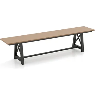 COSTWAY 3-Sitzer Gartenbank wetterfest, Sitzbank bis 500kg, Parkbank ohne Rückenlehne 183x35x41,5cm - Braun