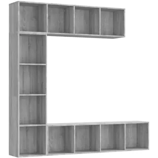 vidaXL 3-tlg. Bücherregal-/TV-Schrank-Set Grau Sonoma 180x30x180 cm