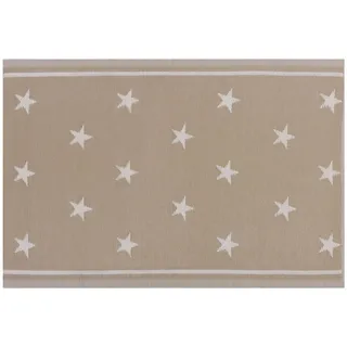 Beliani Outdoor Teppich Beige Weiß Polypropylen 120 x 180 cm Sterne Jacquardgewebt Rechteckig Kurzflor Gartenaccessoires Terrasse Balkon Wohnzimmer - Beige, Weiß