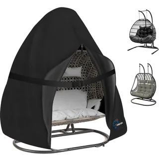 SIRUITON Doppel-Ei-Sesselhülle, Hochwertige 420D Oxford-Beschichtung für Hängesessel – Wasserdicht mit Reißverschluss & Kordelzug, UV- und Windschutz für Schaukelstühle bis180x200cm