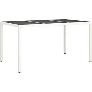 vidaXL Garten-Eßtisch Weiß 150 x 90 x 75 cm Poly Rattan - Weiß