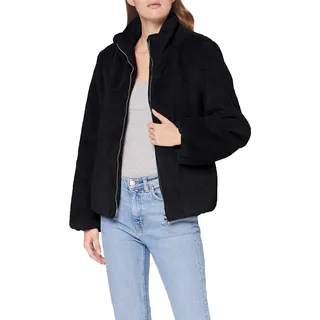 SPARKZ COPENHAGEN Damen Kinga Fake Fur Bomber Kunstpelzmantel, Black, S