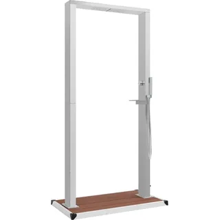 vidaXL Gartendusche mit Bodenplatte WPC Edelstahl - Braun