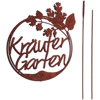 UNUS Garden Gartenschild Kräutergarten, Gartendeko Rostoptik, Gartenstecker aus Edelrost, Rost Deko für Garten