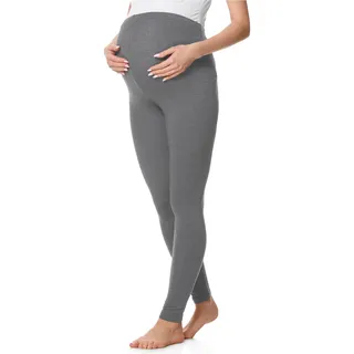 Be Mammy Lange Umstandsleggings aus Baumwolle Leggings für Schwangere Umstands Leggings Schwangerschafts Unterhosen mit Hoher Bund Weich und Elastisch BE20-230 (Mittel Melange, L)