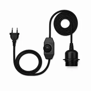 JOYINLED Lampenfassung E27 mit Kabel 4,5 m, dimmbare Lampenaufhängung mit EU-Stecker, Lampenfassung mit Kabel und Schraubring, Hängelampe mit Stecker für Lampenschirm, Schwarz, ohne Leuchtmittel