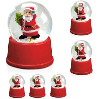 6 Stück Schneekugeln mit Weihnachtsmann Figur Snowdome Kugelornamente Schneewirbel als Deko oder Mitgebsel Weihnachten Nikolaus Advent Christmas X-Mas