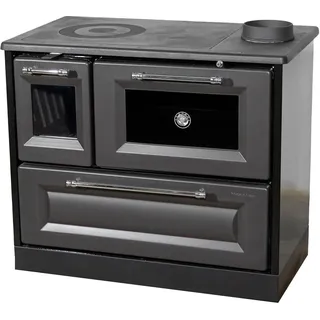 Kaminofen mit Backfach und Herdplatte 4012 Anthrazit Holzofen 8 kW Holz Ofen Mehrfachbelegung Kamin Heizofen Küchenherd - Schwarz