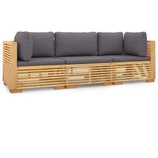 vidaXL 3-tlg. Garten-Lounge-Set mit Kissen Massivholz Teak - Braun