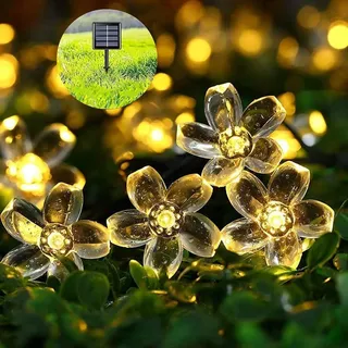 Lecone Solar Lichterketten Aussen 7M 50 LED Blume LED Lichterkette Außen, Lichterkette Garten Blume, Solar Beleuchtung Lichterkette Weihnachtsbeleuchtung Weihnachtsdeko für Party, Weihnachten, Outdoor