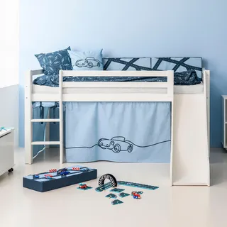 Hoppekids Hochbett »«Cars»« Rutsche & Vorhang Blau und viel Auswahl, weiß